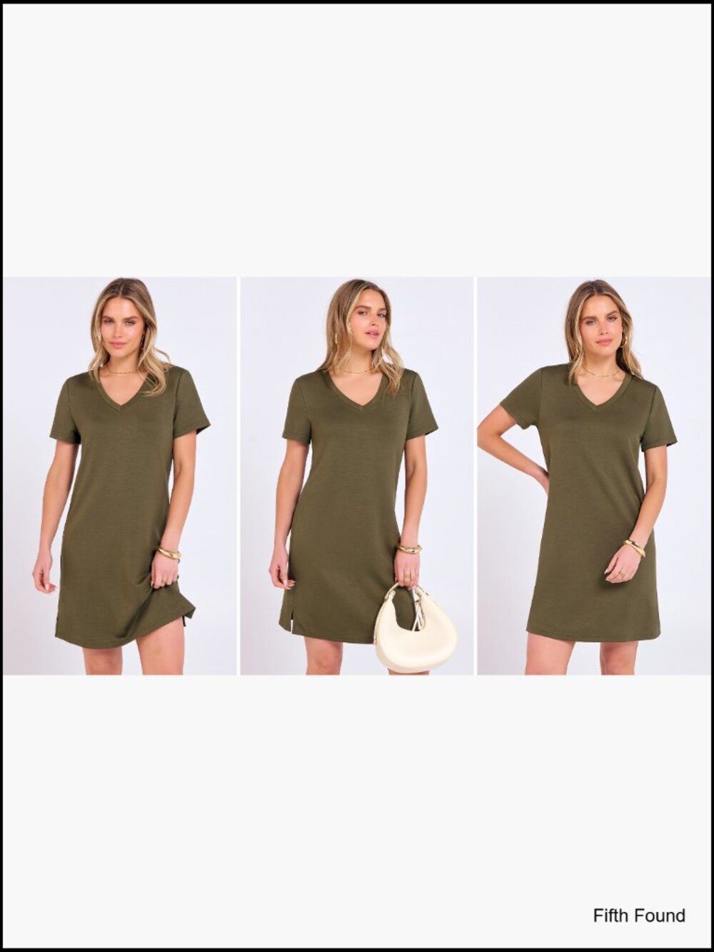 V-Neck Short Sleeve Casual Sundress with Side Slit - Picture 6 of 6